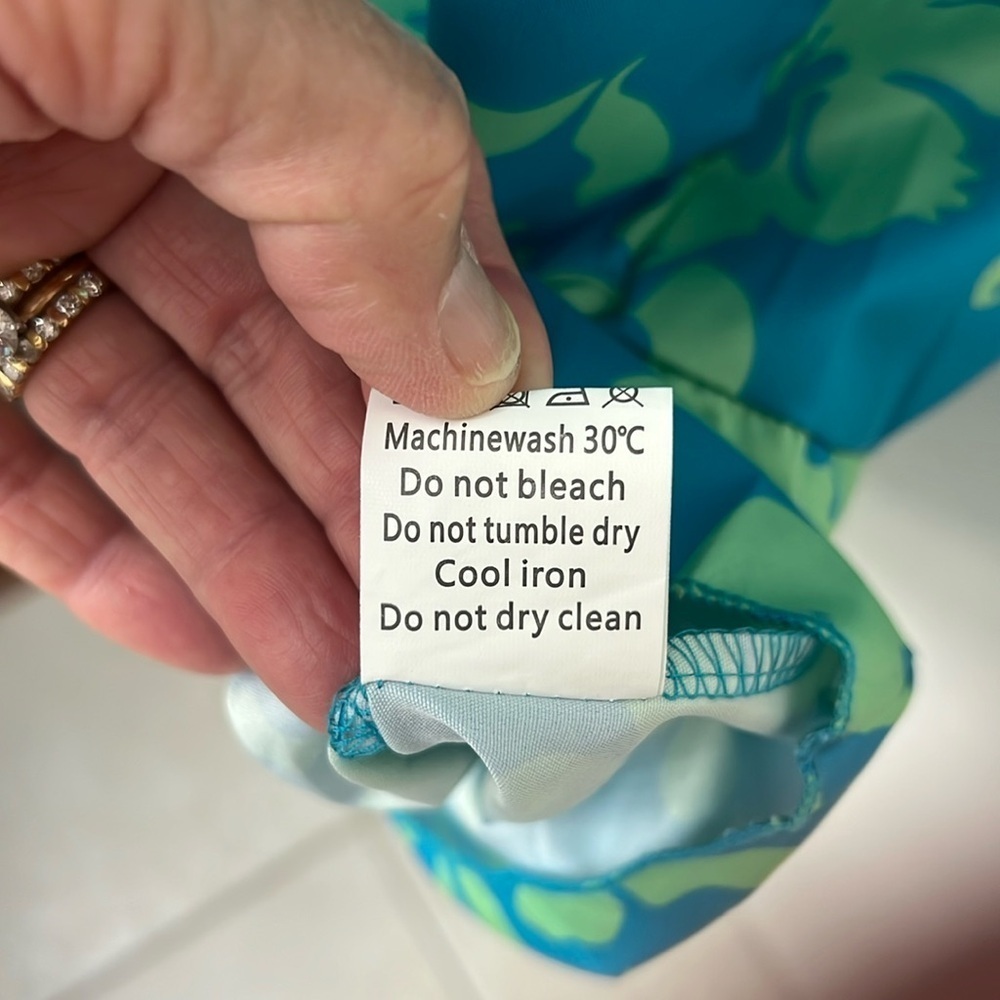 Floral Blue and Green Women's Dress - Picture 10 of 10